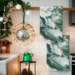 2er Set Küchentücher – Goldfolie Marmor Design – Absorbierend