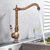 Antike Messing-Waschbeckenarmatur im Vintage-Stil, Farbe: Antik