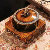 Quadratischer Aschenbecher aus Harz im chinesischen Stil mit Deckel