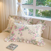 Baumwoll-Kissenbezüge - Blumenmotiv - 48x74cm Set