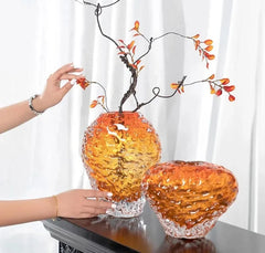 Bernstein Glasvase – Modernes Design – Tischdeko