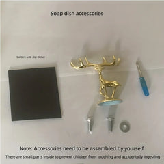 Blattförmige Seifenschale – Keramikdeko mit Hirsch