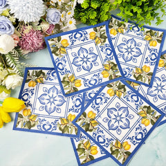 Blaue Spitzeservietten – Bedruckt 20 Stück