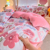 Flauschiger Fleece-Bettbezug mit Blumenmuster in Aimitu Farbe, King 220x240cm im pastoral Stil