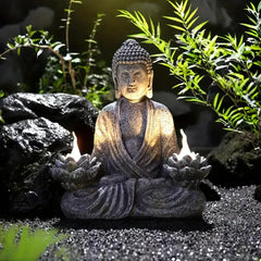 Buddha Laterne – Lotus aus Harz – Für Garten & Haus