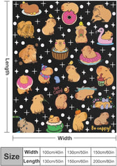 Capybara Kuscheldecke aus 100% Polyester im Cartoonstil, mehrfarbig, Grösse 150x220cm