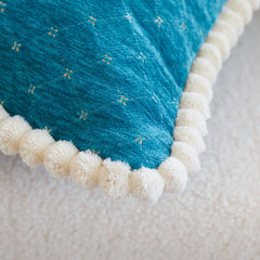 Chenille Blumenkissenbezug – Vintage Bestickt 48cm