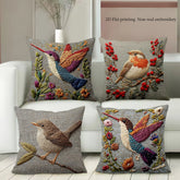 Dekokissenbezug mit Vogelstickerei aus Polyester, Grösse: 45x45 cm, Farbe: 1