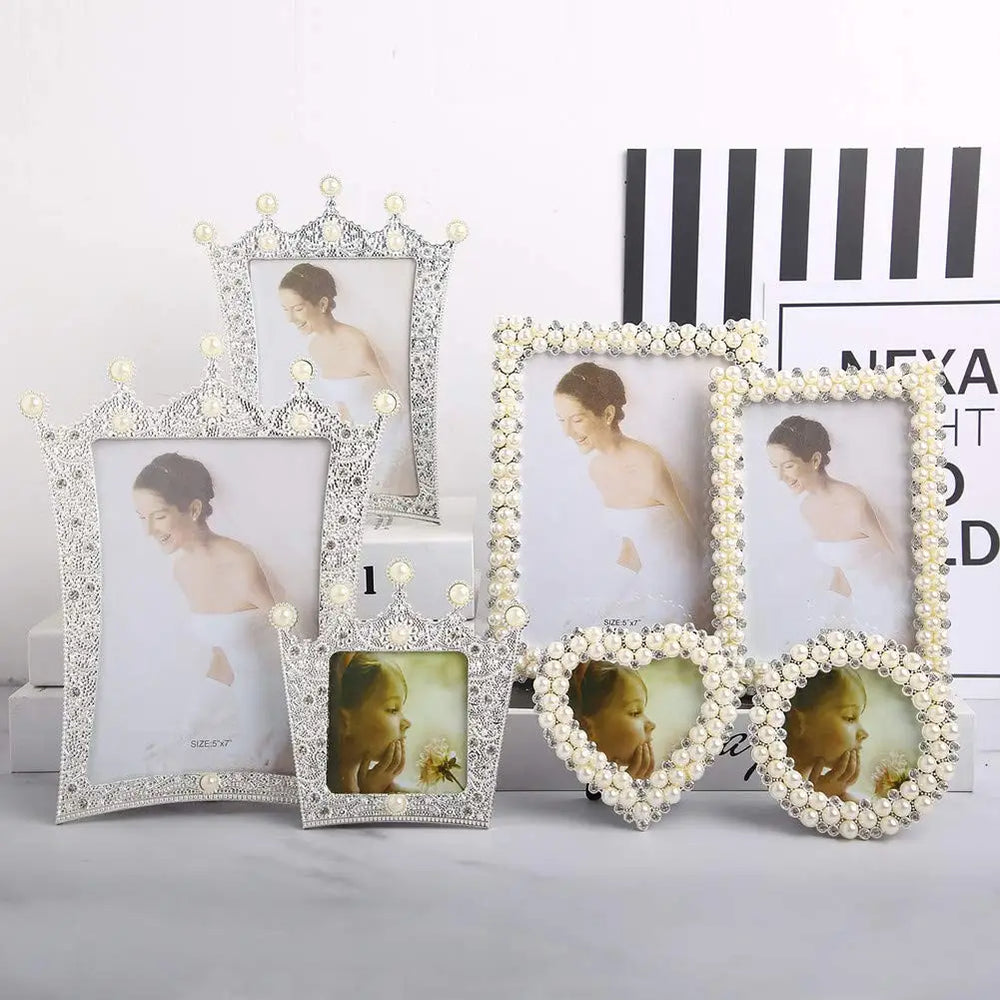 Dekorativer Bilderrahmen – Perlen & Diamanten – 7” Tisch