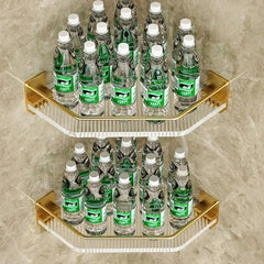 Eckduschablage – Gold Acryl – Ohne Bohren