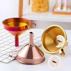 Edelstahltrichter – Gold Design – Abnehmbarer Filter