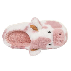 Flauschige Hausschuhe aus Fell mit Cartoon-Tiermuster und rosa Farbe, Grösse 38-39, ideal für den Winter