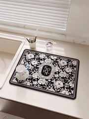 Mehrfarbige Abtropfmatte aus Diatomit und Schwamm, 50x60cm, klassischer Stil