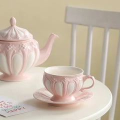 Floral Reliefs Keramiktasse – Porzellan Teeset 250-900ml