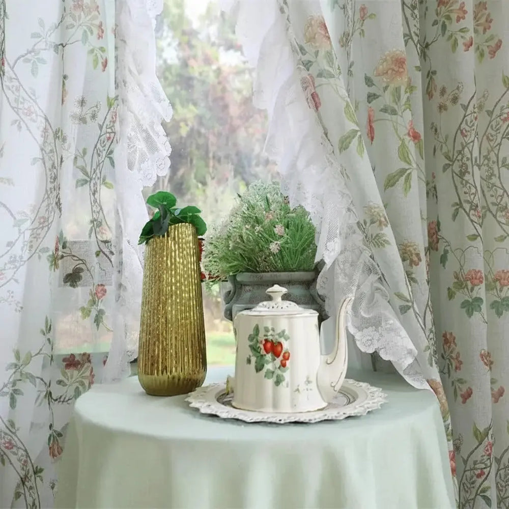 Florale Vorhänge – Vintage-Spitze – W200 x H140 CM