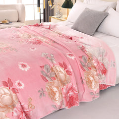 Moderne Fleece-Decke aus 100 % Polyester mit floralem Muster, Farbe: Orange, Grösse: 150x200 cm