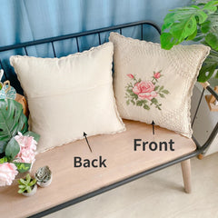 Florales Kissenbezug – Baumwollstickerei – 45x45cm