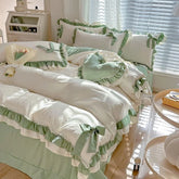 Frühlingsgrünes Bettwäsche-Set – Gebürstet – 5pcs