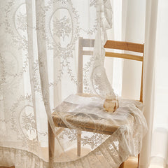 Pastoraler beige Vorhang aus Polyester mit Hakenbandsockel W200xH260cm