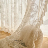 Beige Vorhang im Pastoralstil aus Polyester, Grösse B200xH260cm, mit Hakenbandsockel