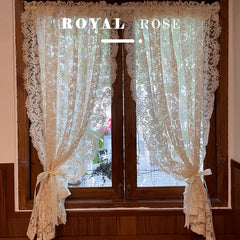 Gazevorhang im Vintage-Spitzendesign, Farbe: Tüll, Grösse: B130cmXH150cm 1St, Verarbeitung: Ösen