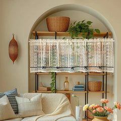 Gehäkelte Vorhang Valance – Rustikale Jacquard 100% Polyester