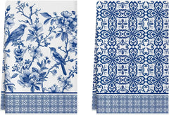 Geschirrtücher – Blau-Weiss Porzellan Design – 40x60cm Set