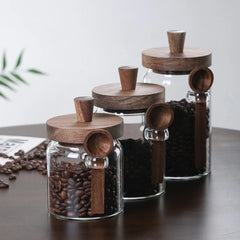 Glas Aufbewahrungsbehälter – Holzdeckel – 400ml bis 900ml