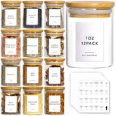 Glas-Gewürzgläser – Bambus Luftdicht – 12-teiliges Set