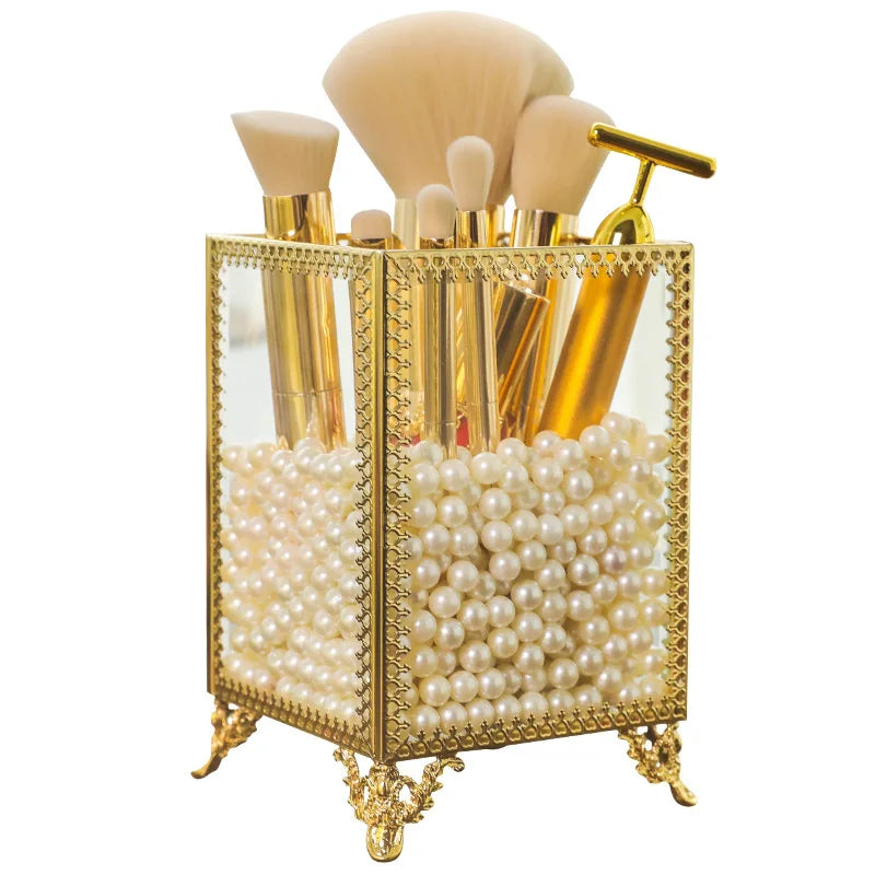 Glas Make-up Organizer – Gold Design 7.5x11cm