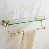 Goldenes Glasregal – Messing Doppelt Wandmontage