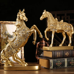 Goldenes Pferd Ornament – Harz Tier Design – Wohnzimmer Dekoration