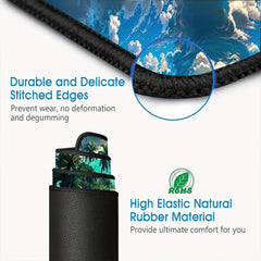 Grosse schwarze Anime-Schreibtischmatte aus Gummi mit rutschfester Basis, Grösse 900x400x3mm