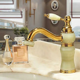 Badezimmer Wasserhahn – Messing & Jade – Gold Finish
