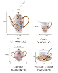 Pink Bird China Set – Elegantes Feinporzellan – Mehrteilig