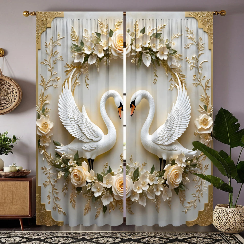 HD Digital Blumen Vorhang – Pastoral Poly – 132x160cm