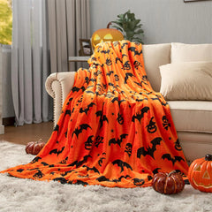 Halloween-Decke – Flanell Fledermäuse & Totenköpfe – 200x150cm