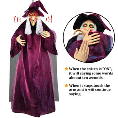Halloween Hexen Animatronic – Gruseliges Purple Outdoor Prop