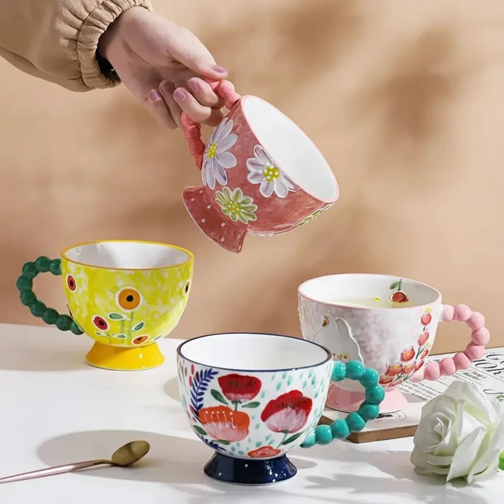 Handbemalte Keramiktassen – Süss & Grosse Kapazität