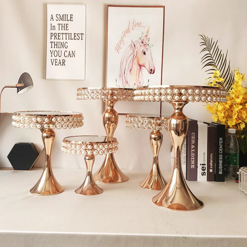 Hochzeits-Kuchenständer – Gold/Silber Metall – H20-39cm