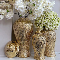 Keramik Ginger Jar – Goldstreifen Design 18x36cm