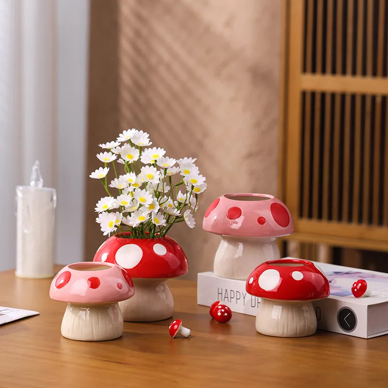 Keramik Hydrokulturvase – Ins Stil Rosa Pilz