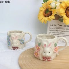 Keramik Kaffeetasse – Handgezeichneter Hase 8x8.8cm