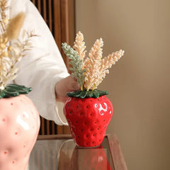 Keramikvase in Erdbeerform, Farbe: Rosa S, modern, für Wohnzimmer