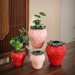 Keramikvase in Erdbeerform, rosa M, für Wohnzimmer, modern