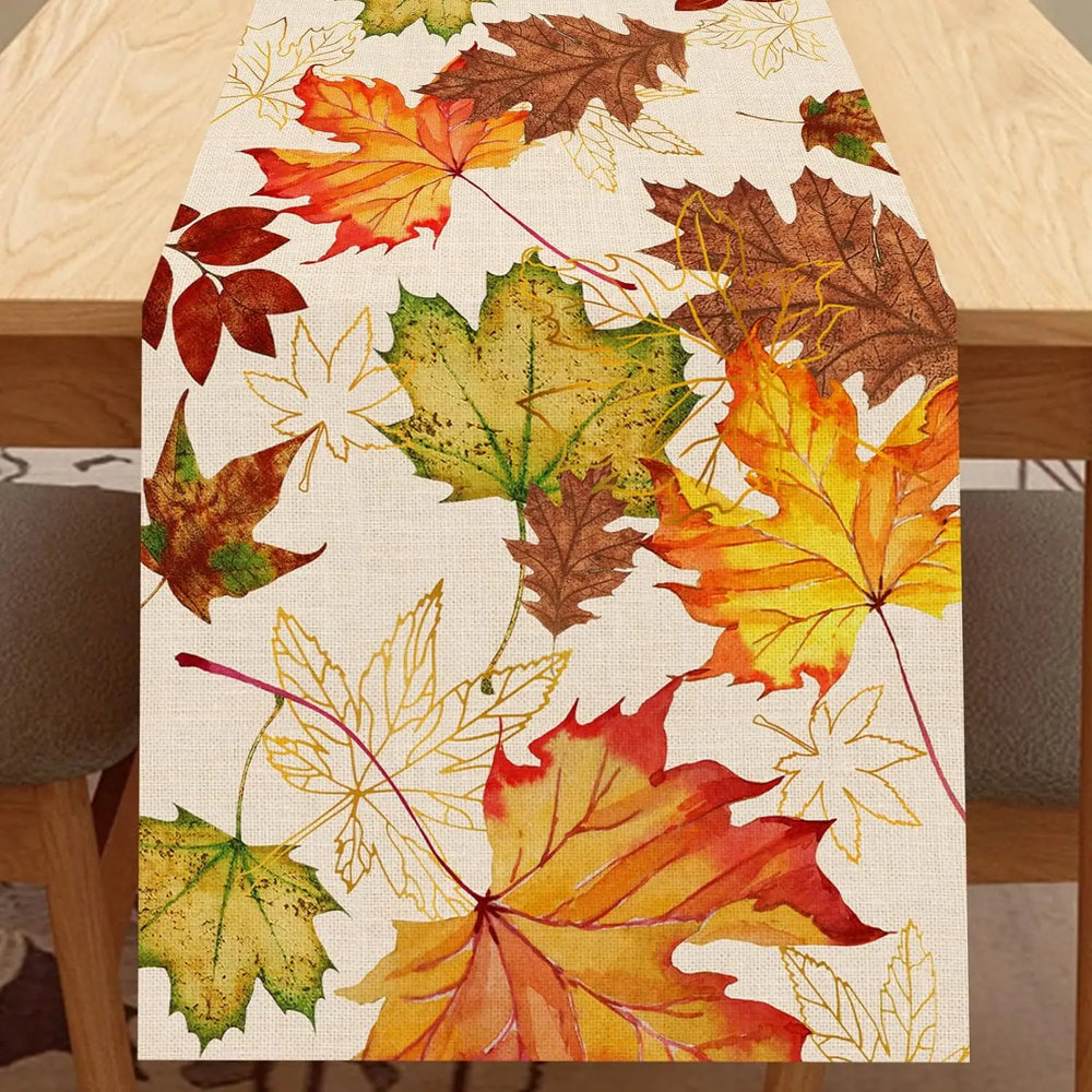 Leinen Tischläufer – Herbstliches Ahornblatt Design – 150x33 cm