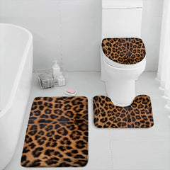 Leopard Badematte Set – Modern Suede, Rutschfest, 3-teilig