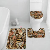 Leopard Badematte Set – Modern Suede, Rutschfest, 3-teilig