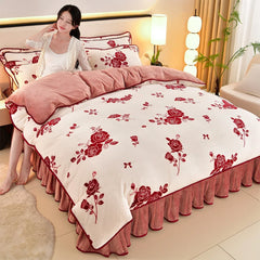 Luxus Fleece Bettwäsche in Champagner Grau, Grösse King 220x240 cm