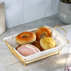 Metall Brotkorb – Goldenes Design – 30x20x10cm